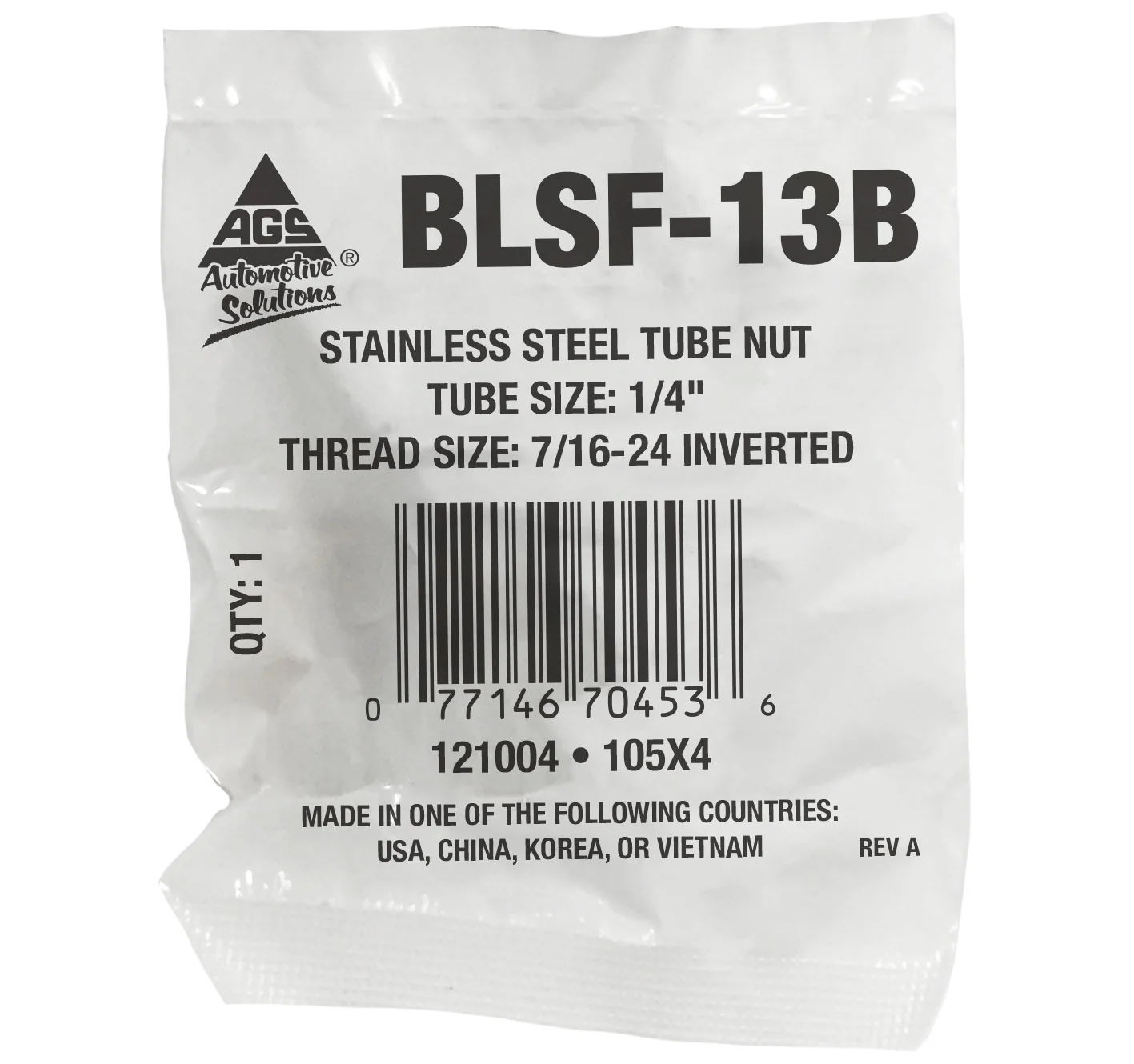 Stainless Steel Tube Nut 1/4" (7/16-24 Inverted) - Image 2