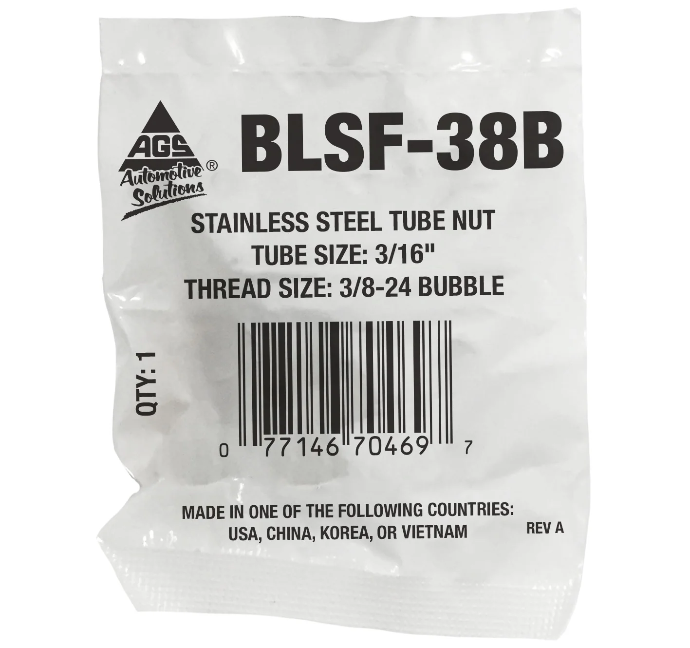 Stainless Steel Tube Nut 3/16" (3/8-24 Bubble) - Image 2