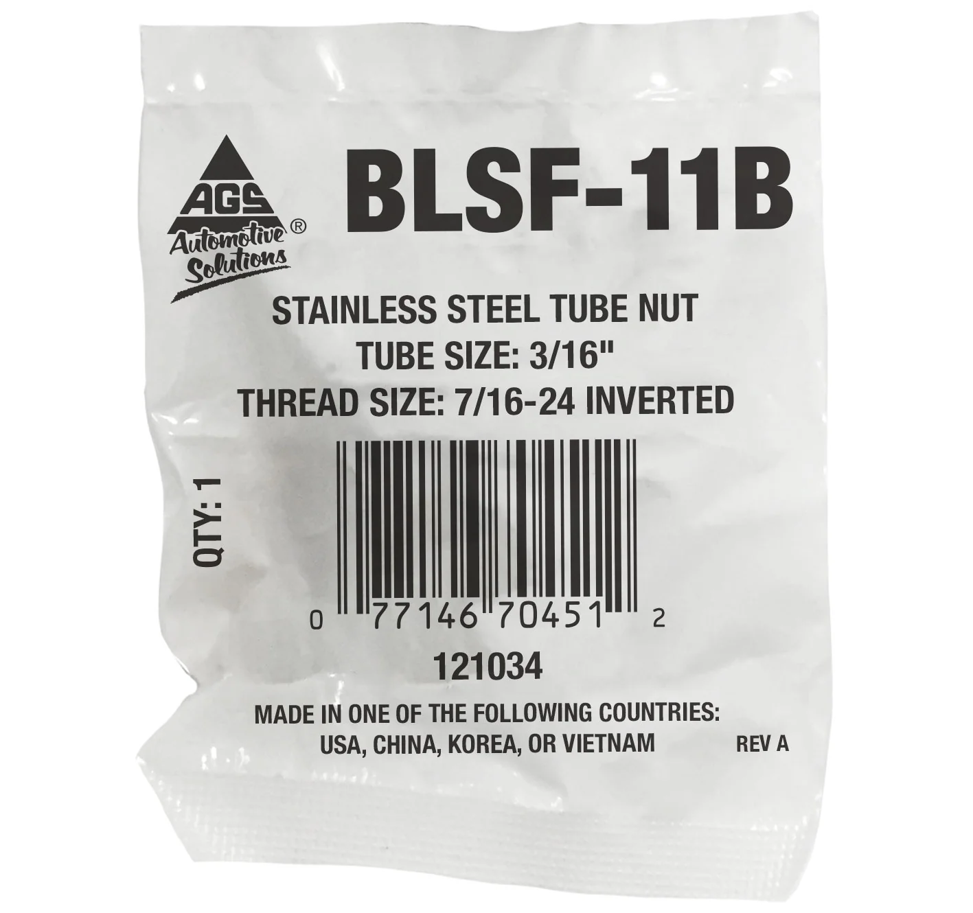 Tube Nut, Stainless Steel, 3/16" (7/16-24 I) - Image 2
