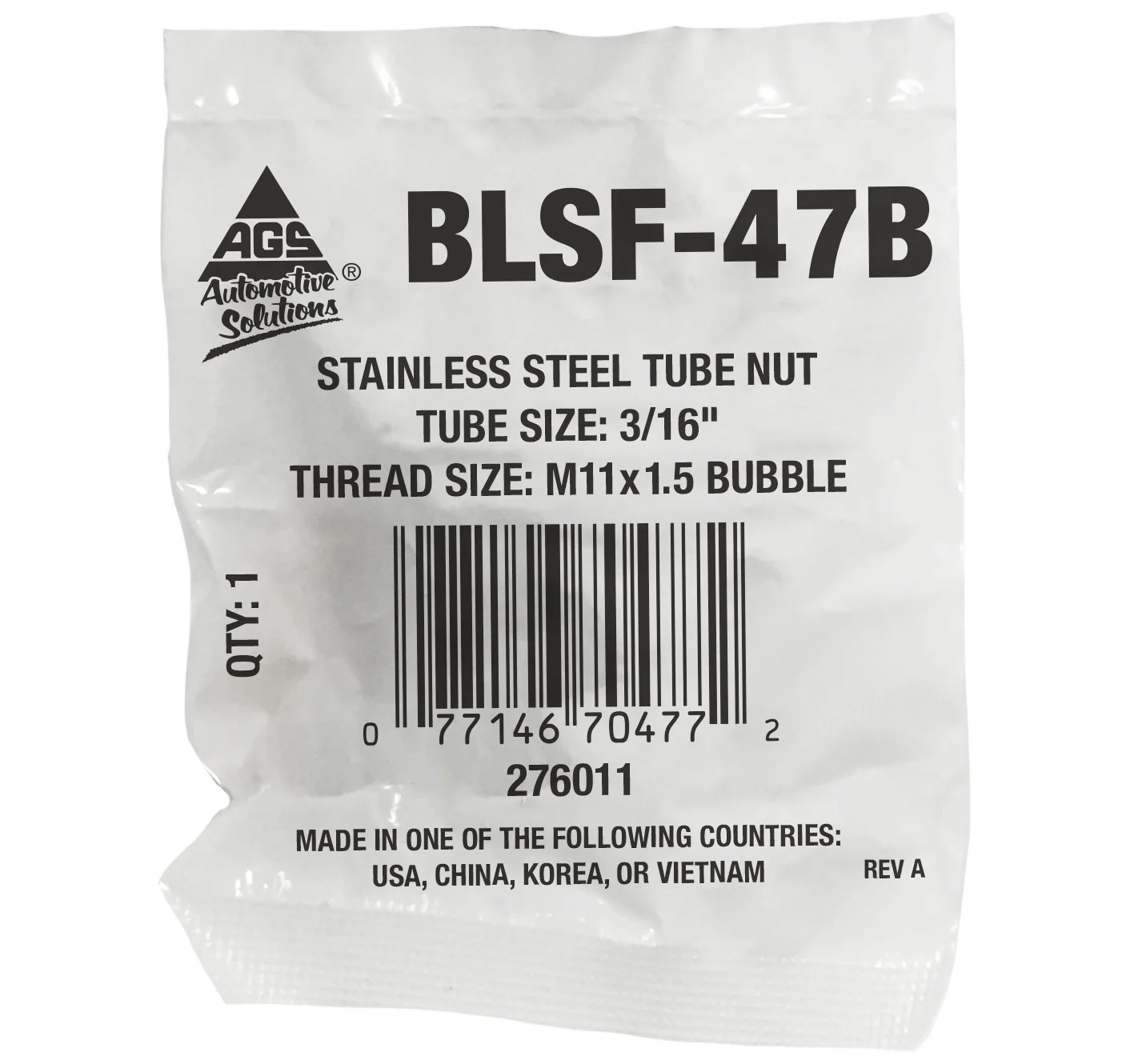 Stainless Steel Tube Nut 3/16" (M11x1.5 Bubble) - Image 2