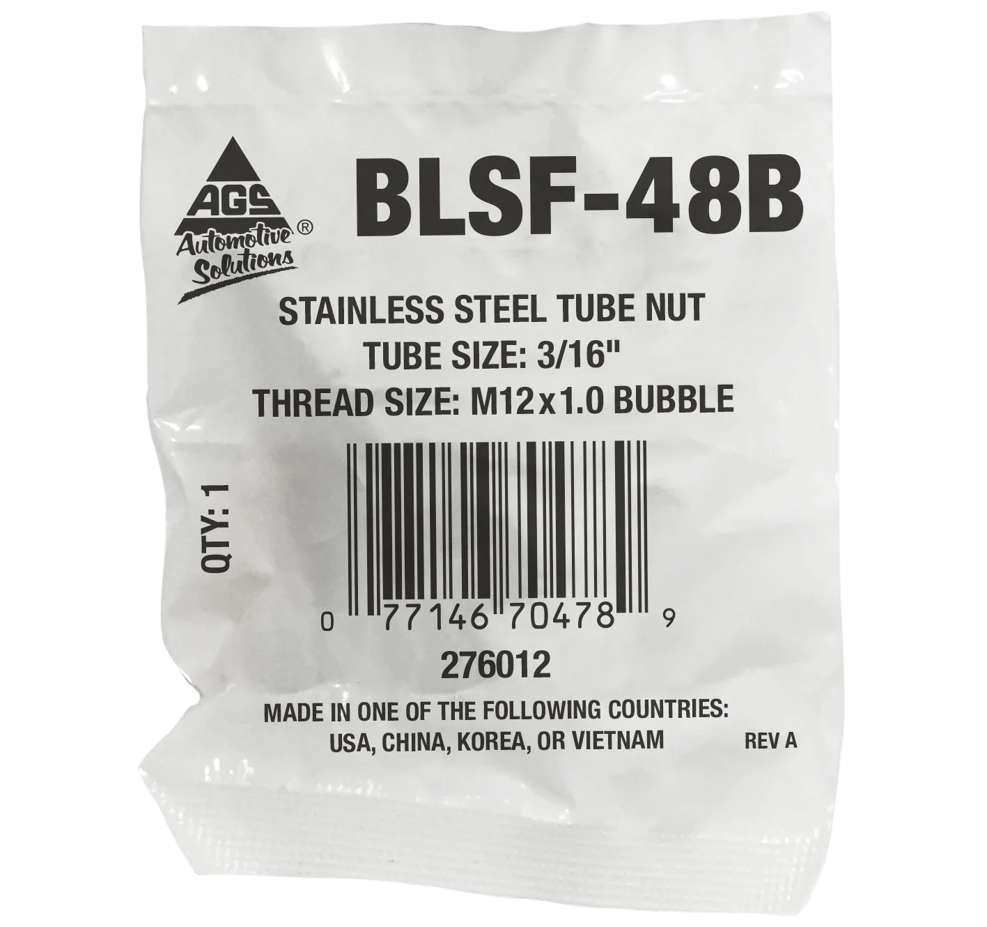Stainless Steel Tube Nut 3/16" (M12x1.0 Bubble) - Image 2