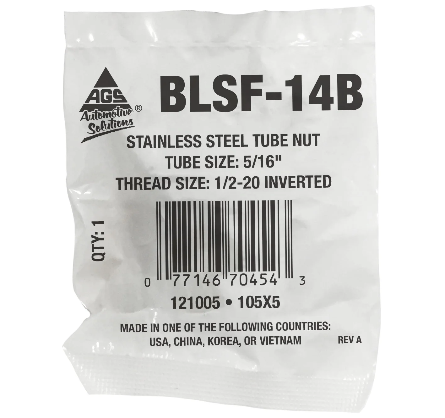 Stainless Steel Tube Nut 5/16" (1/2-20 Inverted) - Image 2