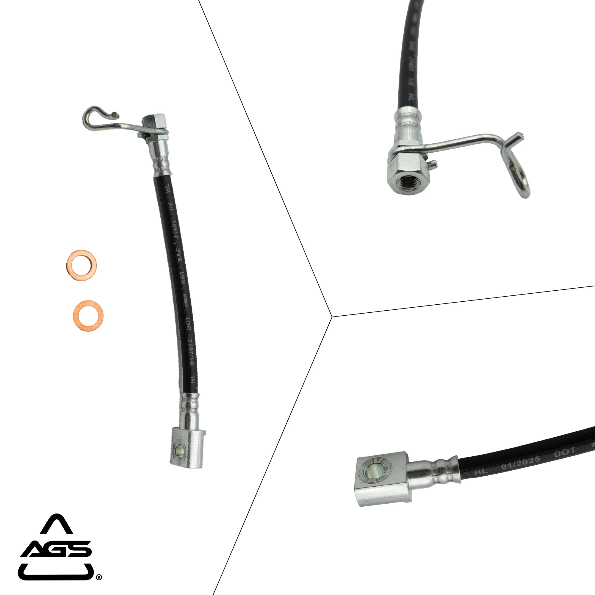 2005-2010 Ford F-250, Ford F-250 Super Duty +3 More Rear Right Rubber Brake Hose | AGS-KT60168M - Image 2