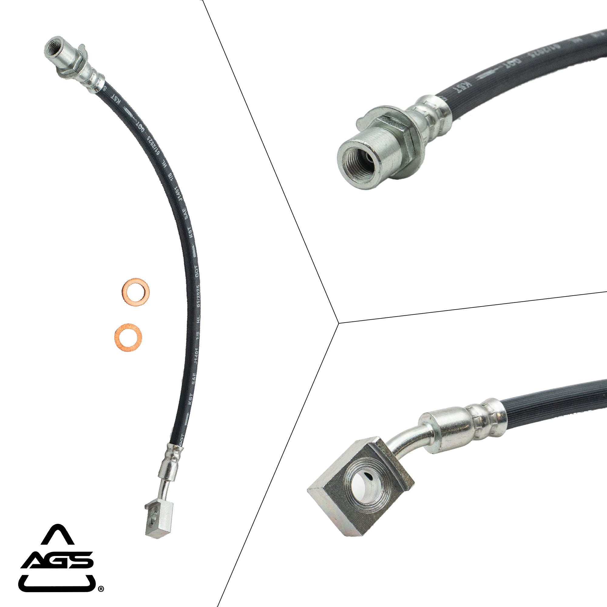 2007-2019 Multi-Vehicle Application Rear Right Rubber Brake Hose | AGS-KT70578