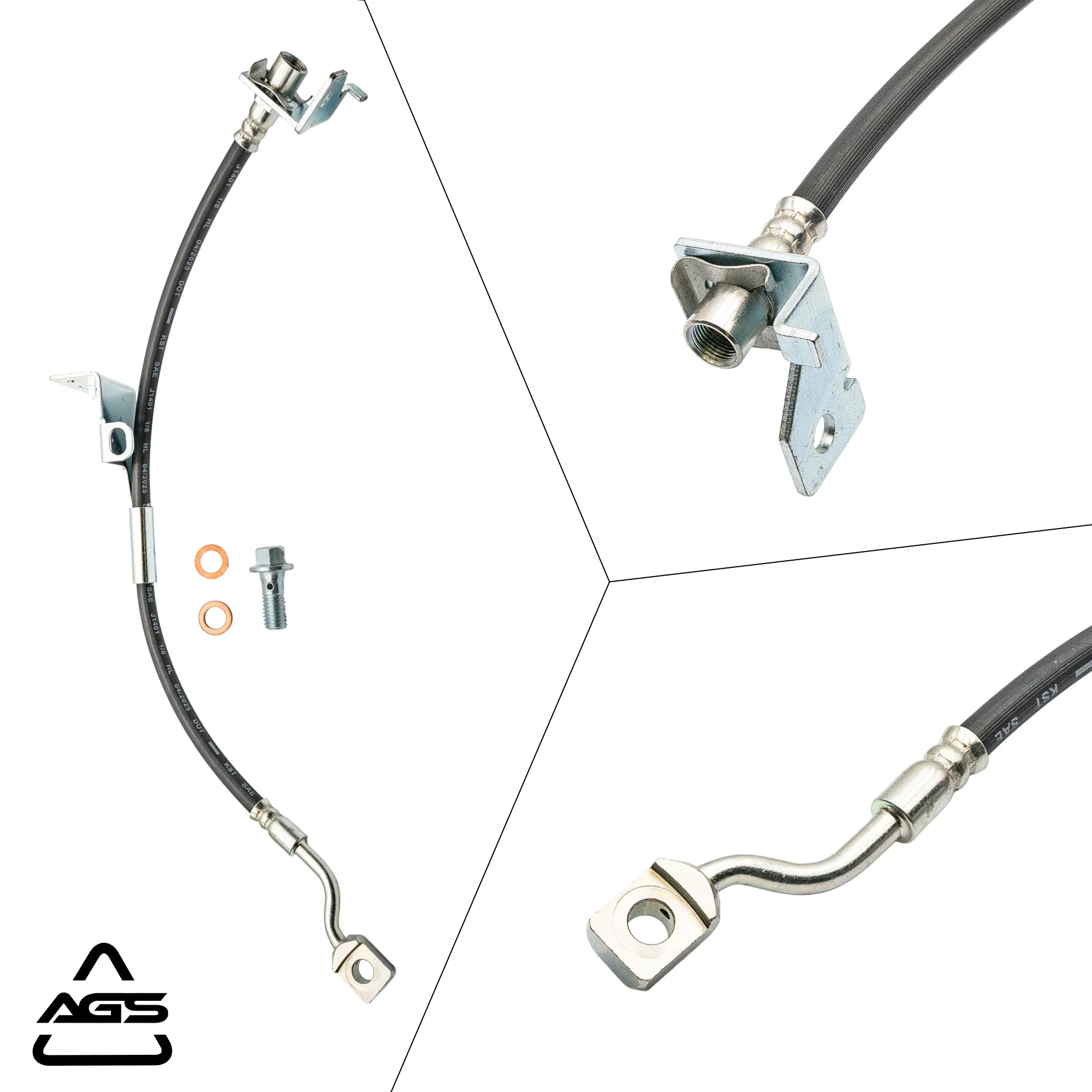2011-2019 Chevrolet Silverado 2500, Chevrolet Silverado 2500 HD +4 More Front Left Rubber Brake Hose | AGS-KT70674 - Image 4