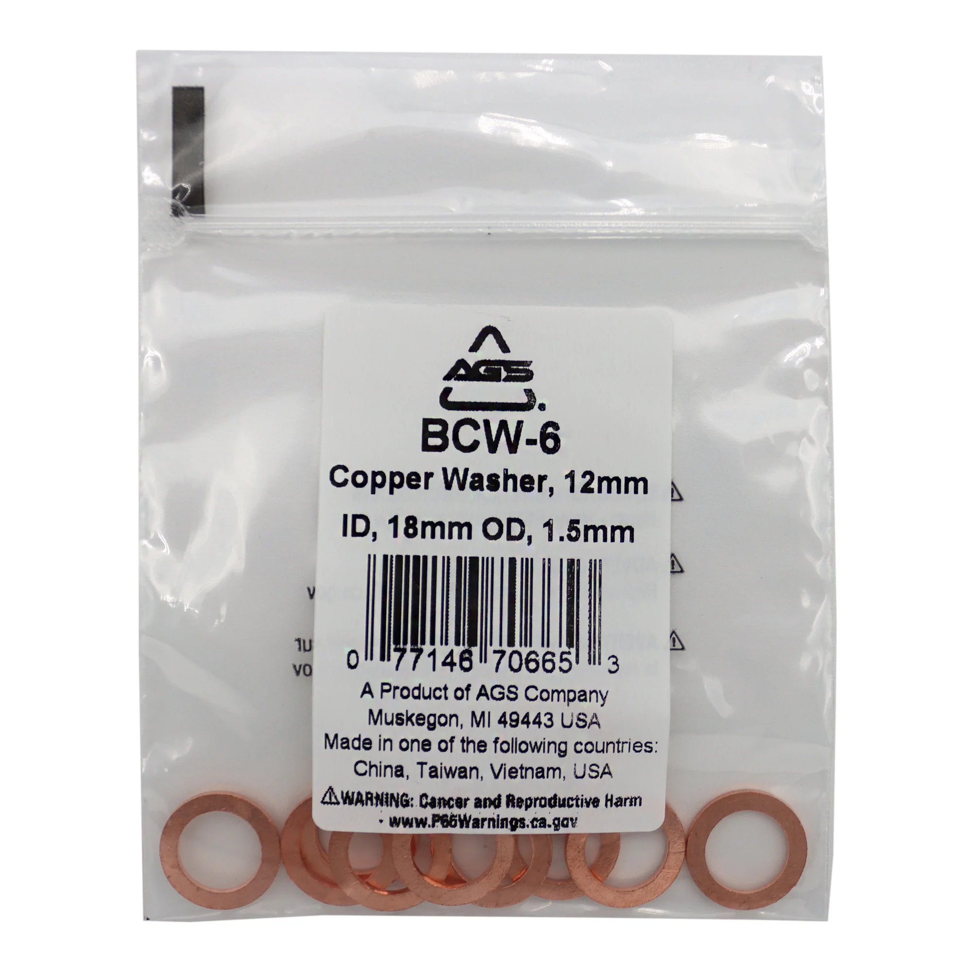 Copper washers, 12mm ID, 18mm OD, Bag of 10 - Image 2