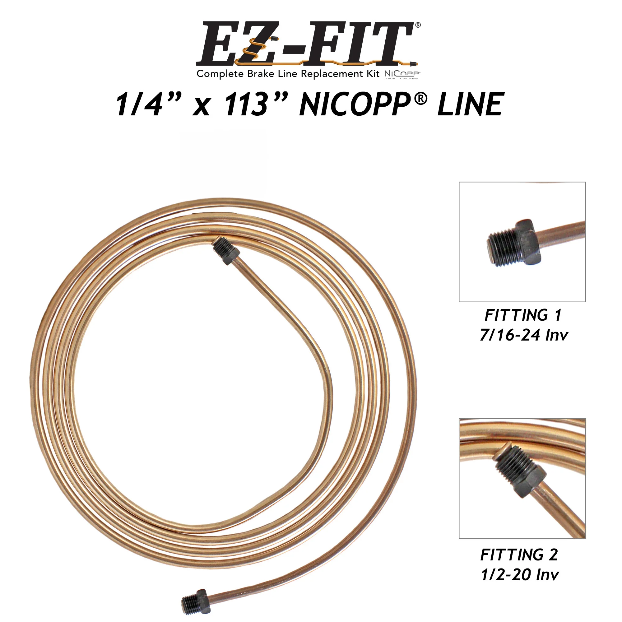 EZ-Fit NiCopp 1/4″ × 113″ Brake Line – Pre-Flared 7/16-24 & 1/2-20 - Image 2