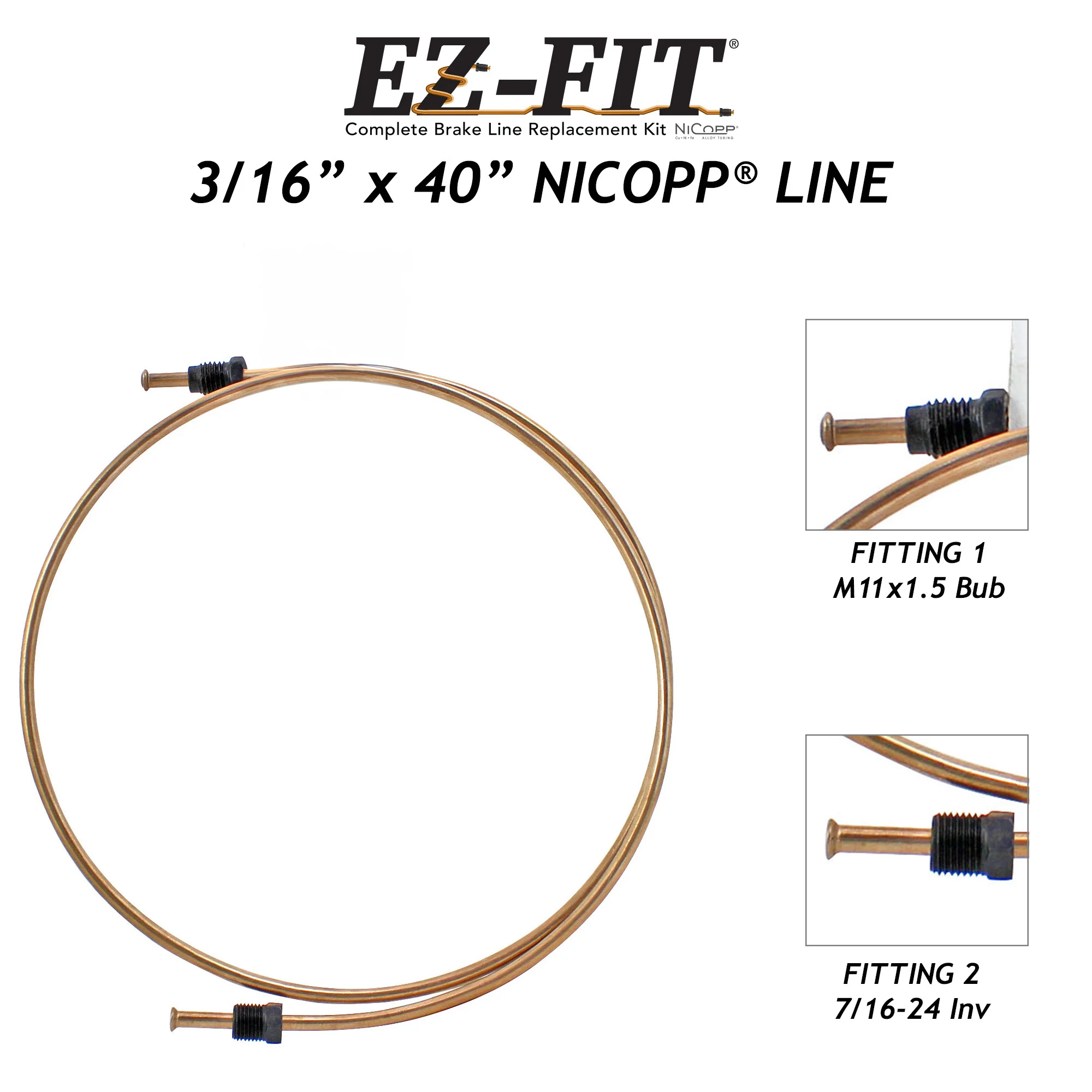 EZ-Fit NiCopp 3/16″ × 40″ Brake Line – M11×1.5 Bubble & 7/16-24 Inverted - Image 2