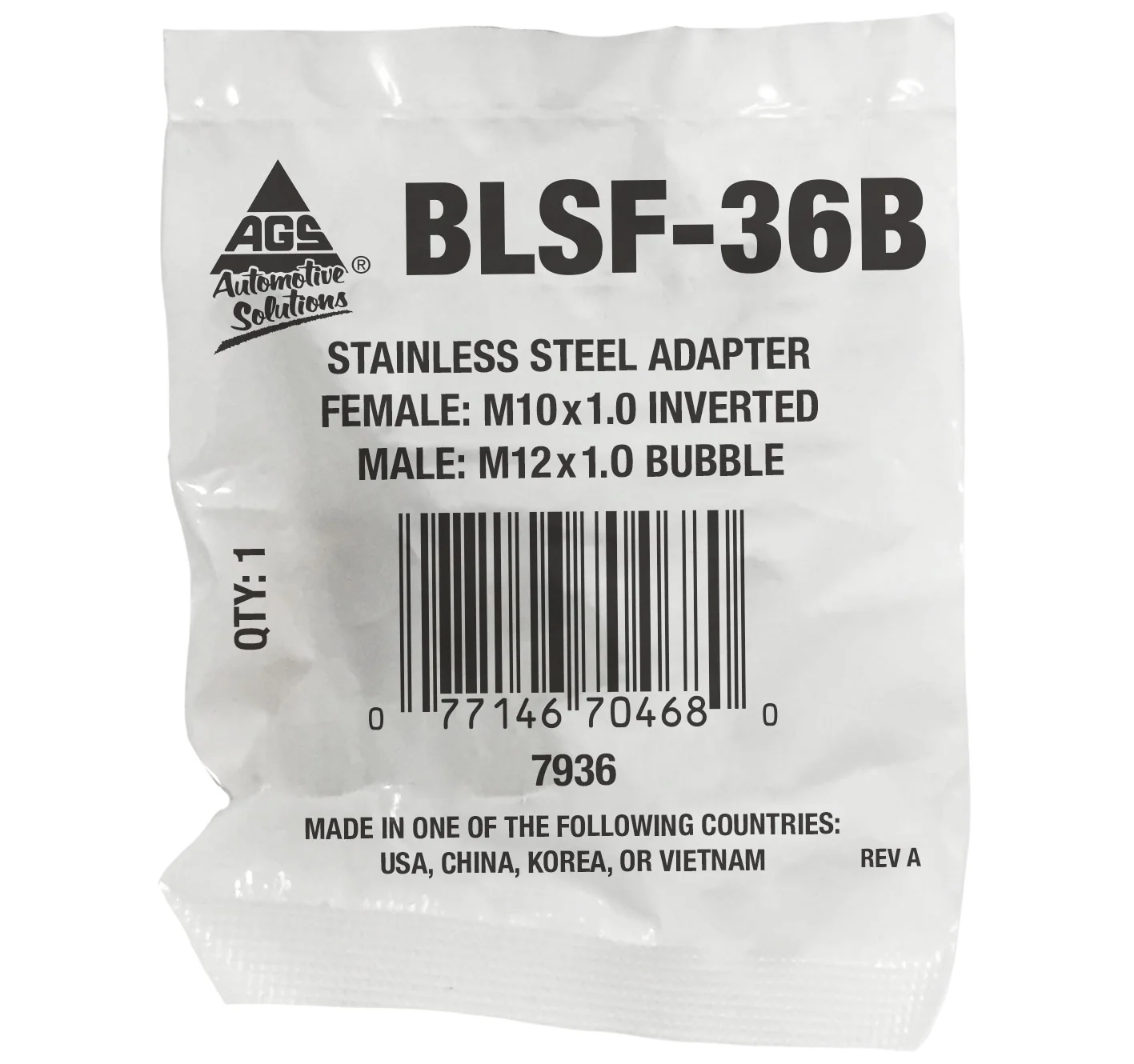Stainless Steel Brake Line Adapter F(M10x1.0 Inverted) × M(M12x1.0 Bubble) - Image 2