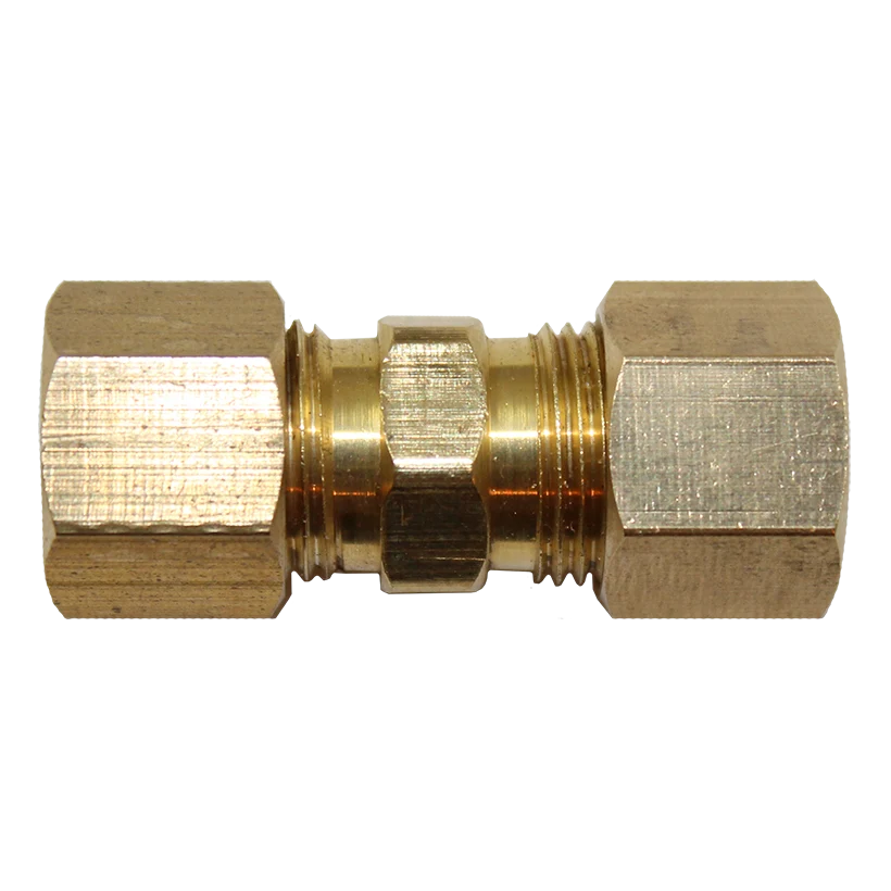 Fuel Line Compression Union - 5/16" Steel to 5/16" Nylon - 2 per Bag