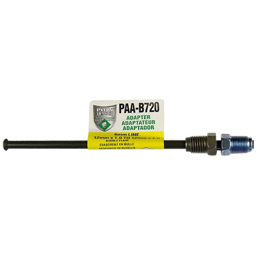 PVF Steel Brake Line Adapter 6mm x 8" (M12x1.0 Bubble × M12x1.5 Bubble)