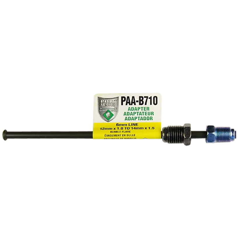PVF Steel Brake Line Adapter, 6mm x 8" (M12x1.0 Bubble)(M14x1.5 Bubble)