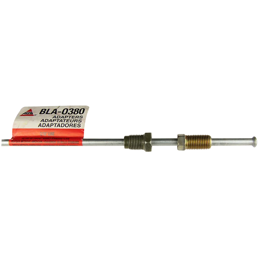 Steel Brake Line Adapter, 3/16" x 8" (3/8-24 Inverted)(M10x1.0 Bubble)